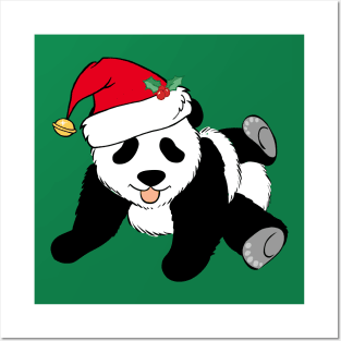 Cute Christmas Panda Bear Santa Posters and Art